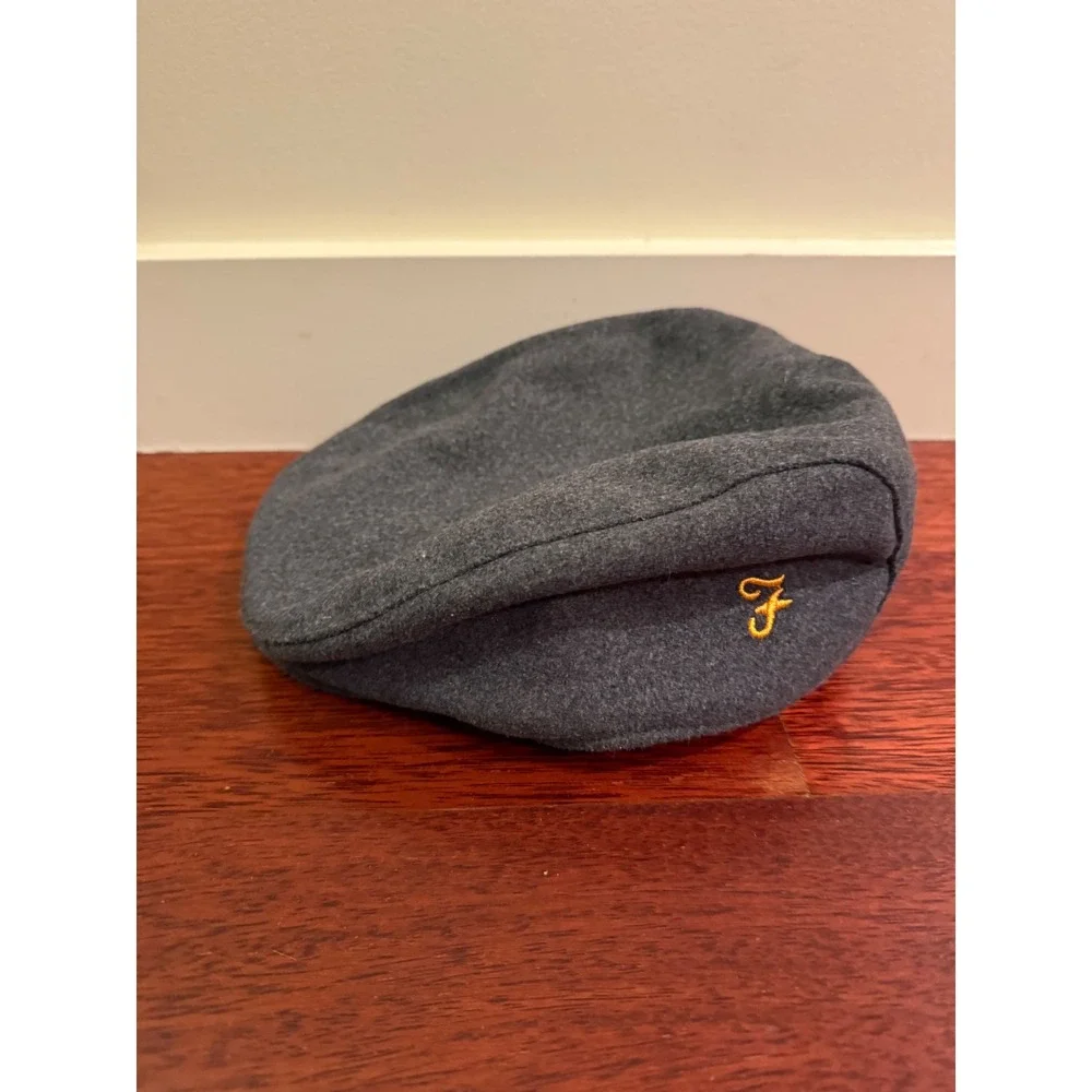 Farah Grey Flat Cap and Brown Herringbone Ivy Hat Bundle Mens Newsboy Caps